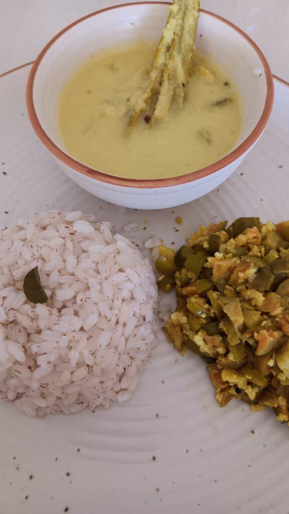 repas ayurvédique, riz, légumes, centre ayurvédique Ayurserenity, kerala, Inde
