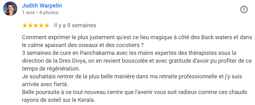 avis judith cure ayurvédique kerala 2025