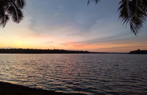 Coucher de soleil sur les backwaters depuis le centre ayurvédique