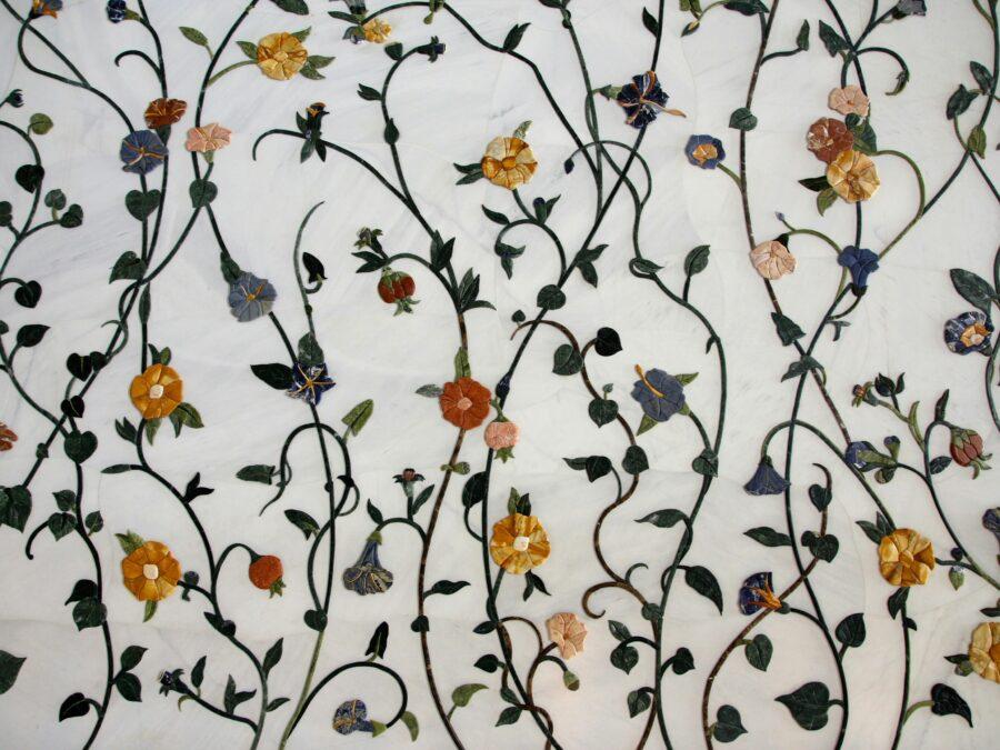 nature florale sur carrelage, motif indien